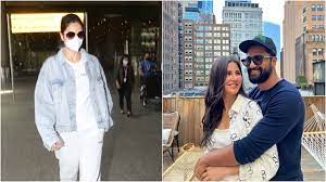 Katrina Kaif wears denim as she returns to Mumbai after a trip to New York with Vicky Kaushal