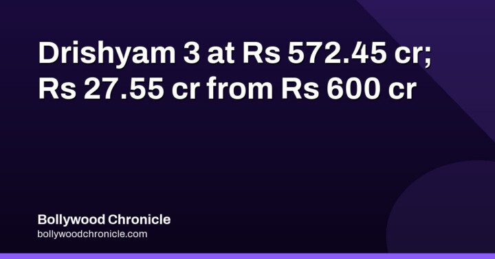 Drishyam 3 at ₹572.45 cr; ₹27.55 cr from ₹600 cr